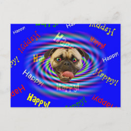 Alles Gute zum Geburtstag!!! Crazy Mops Postcard Postkarte