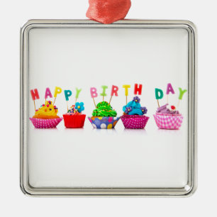 Alles Gute zum Geburtstag Cupcakes Ornament Aus Metall