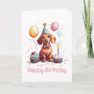 Alles Gute zum Geburtstag Dachshund Karte