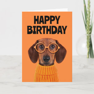 Alles Gute zum Geburtstag   Dachshund Oranger Pull Karte