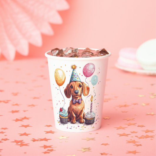 Alles Gute zum Geburtstag Dachshund Pappbecher (Insitu)