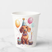 Alles Gute zum Geburtstag Dachshund Pappbecher (Vorderseite)
