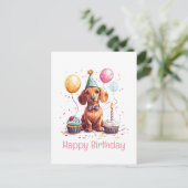 Alles Gute zum Geburtstag Dachshund  Postkarte (Stehend Vorderseite)