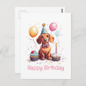 Alles Gute zum Geburtstag Dachshund  Postkarte (Vorne/Hinten)