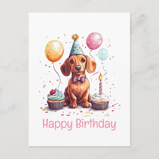 Alles Gute zum Geburtstag Dachshund  Postkarte (Vorderseite)