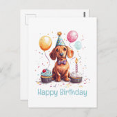 Alles Gute zum Geburtstag Dachshund Postkarte (Vorne/Hinten)