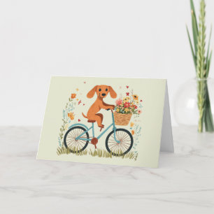 Alles Gute zum Geburtstag Dachshund Radfahren Früh Karte
