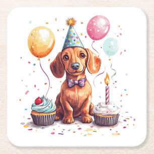 Alles Gute zum Geburtstag Dachshund Rechteckiger Pappuntersetzer