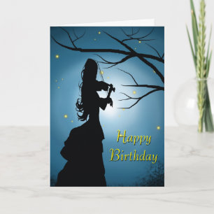 Alles Gute zum Geburtstag Dame, die eine Violine s Karte