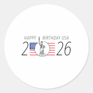 Alles Gute zum Geburtstag der USA - 2026 Unabhängi Runder Aufkleber