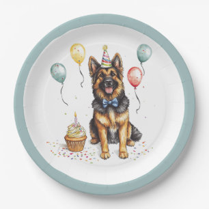 Alles Gute zum Geburtstag Deutscher Schäferhund Pappteller