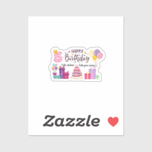 Alles Gute zum Geburtstag Editierbares Design  Aufkleber