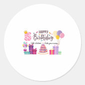 Alles Gute zum Geburtstag Editierbares Design Runder Aufkleber (Vorderseite)