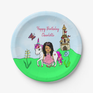 Alles Gute zum Geburtstag Einhorn und Prinzessin P Pappteller