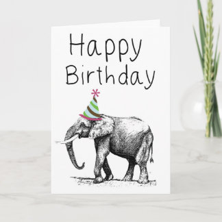 Alles Gute zum Geburtstag Elefant mit Hut, Feier Karte
