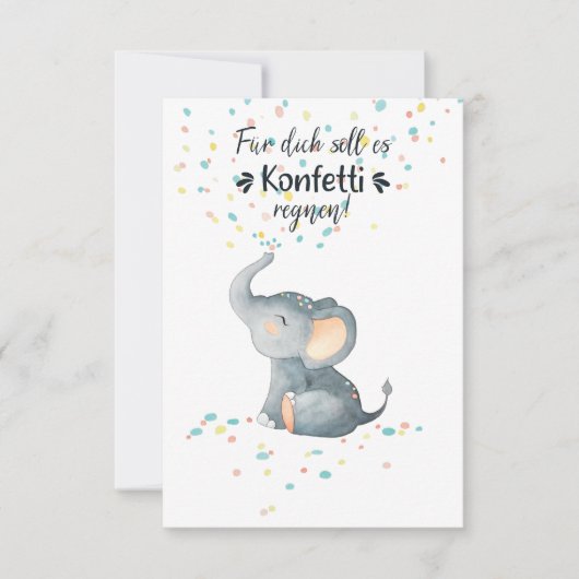 Alles Gute zum Geburtstag Elefant streut Konfetti (Vorderseite)