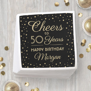 ALLES Gute zum Geburtstag Elegant Schwarz & Gold K Serviette