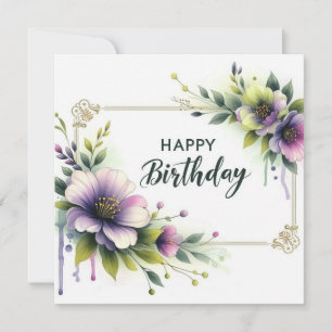 Alles Gute zum Geburtstag elegante Blumenrahmenkar Feiertagskarte