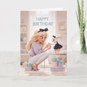 Alles Gute zum Geburtstag Elegante Frau und Gesche Karte