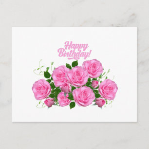 Alles Gute zum Geburtstag Elegante rosa Rosen Postkarte