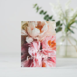 Alles Gute zum Geburtstag! Elegante Rosa- und Blus Postkarte