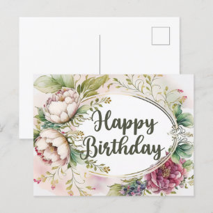Alles Gute zum Geburtstag Elegante Vintage-Gartenb Postkarte