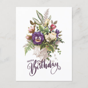 Alles Gute zum Geburtstag Eleganter Vintage-Blumen Postkarte