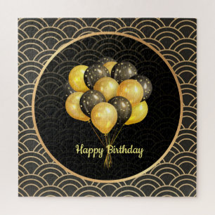 Alles Gute zum Geburtstag, elegantes Schwarz und G Puzzle