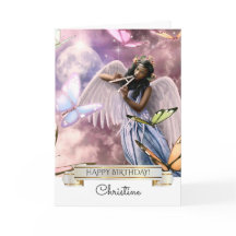 Alles Gute zum Geburtstag. Engel mit Schmetterling