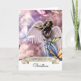 Alles Gute zum Geburtstag. Engel mit Schmetterling Karte