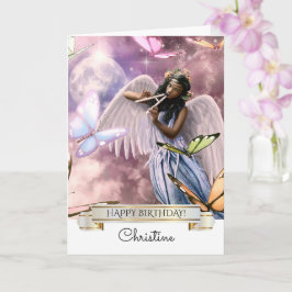 Alles Gute zum Geburtstag. Engel mit Schmetterling Karte