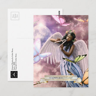 Alles Gute zum Geburtstag. Engel mit Schmetterling Postkarte
