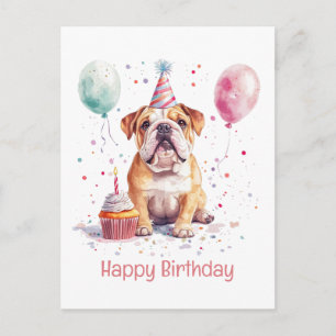 Alles Gute zum Geburtstag Englische Bulldogge Postkarte