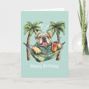Alles Gute zum Geburtstag English Bulldog in hawai Karte