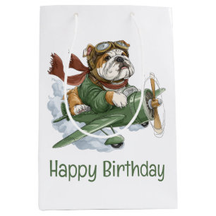 Alles Gute zum Geburtstag English Bulldog Pilot Fl Mittlere Geschenktüte