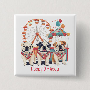 Alles Gute zum Geburtstag English Bulldogs auf ein Button