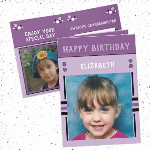 Alles Gute zum Geburtstag Enkelin name Foto lila Karte