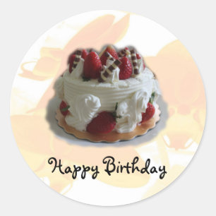 Alles Gute zum Geburtstag Erdbeere, Schokoladenkuc Runder Aufkleber