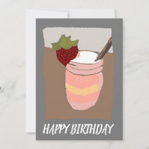Alles Gute zum Geburtstag Erdbeermilchshake Illust Karte
