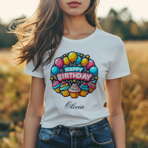 Alles Gute zum Geburtstag, farbenfrohe Balloons un T-Shirt