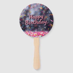 Alles Gute zum Geburtstag, farbenfrohe Confetti & Fächer