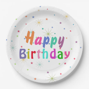 Alles Gute zum Geburtstag - farbenfrohe Sterne und Pappteller