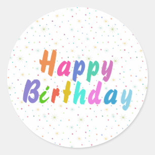 Alles Gute zum Geburtstag - farbenfrohe Sterne und Runder Aufkleber