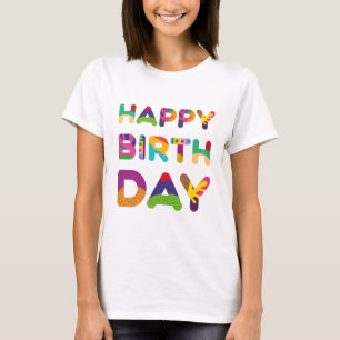 Alles Gute zum Geburtstag, farbenfroher Text T-Shirt