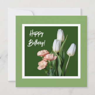 Alles Gute zum Geburtstag feine Kunst weiße Tulpen Karte