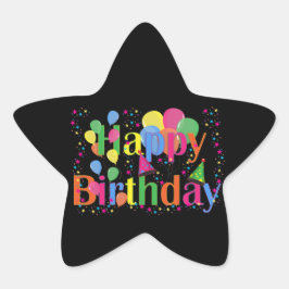 Alles Gute zum Geburtstag, festliche Geburtstagsfe Stern-Aufkleber
