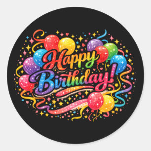 Alles Gute zum Geburtstag Festliche Regenbogenball Runder Aufkleber