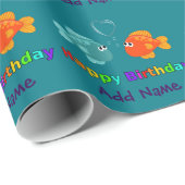 Alles Gute zum Geburtstag Fisch, Herz, Personalisi Geschenkpapier (Rolleneckpunkt)