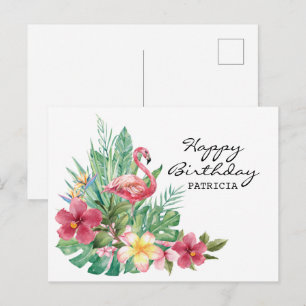 Alles Gute zum Geburtstag Flamingo Grußkarte Postkarte