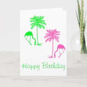 Alles Gute zum Geburtstag Flamingos Palmen Rosa Gr Karte